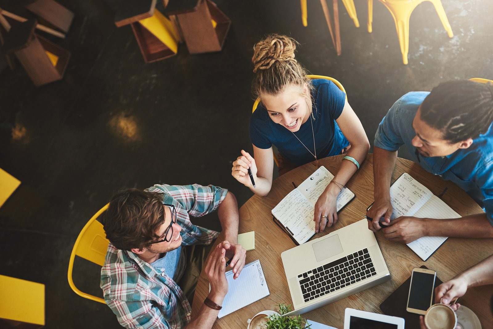 A team collaborating around a table